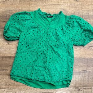 PrettyGarden Green Eyelet Blouse